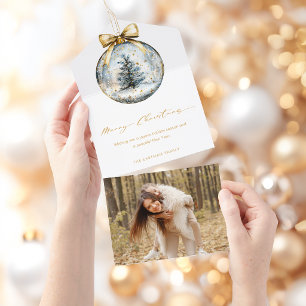 Elegantes Weihnachtsgruß-Skript Gold-Ornament All In One Einladung