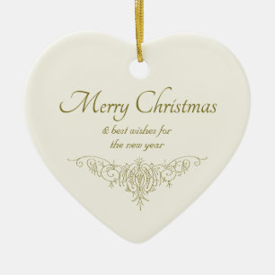 Elegantes Weihnachtsherz Vintage Kalligraphie CC11 Keramik Ornament