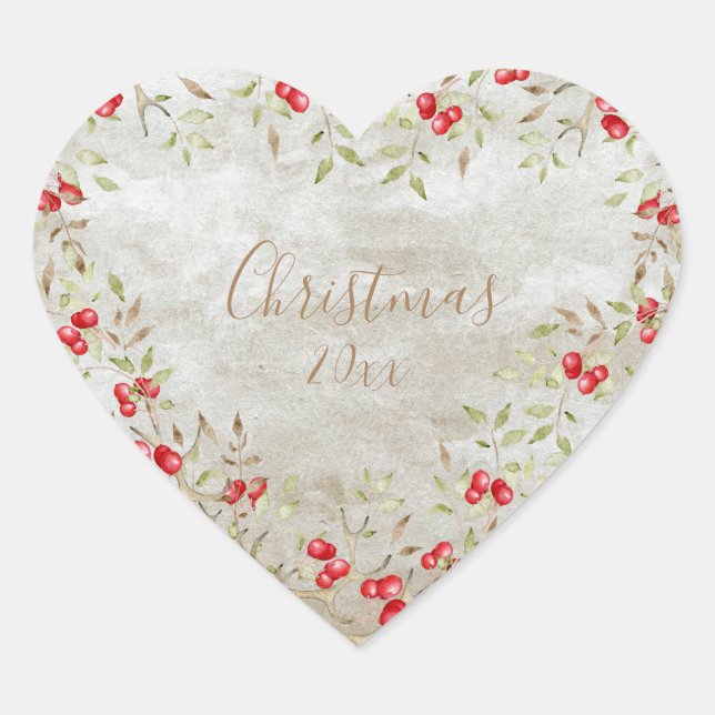 Elegantes Weihnachtsjahr Herz-Aufkleber (Vorderseite)