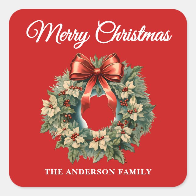 Elegantes Weihnachtslied Quadratischer Aufkleber (Vorderseite)