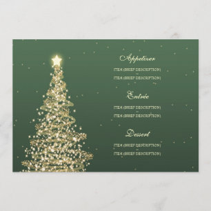 Elegantes Weihnachtsmenü Grün Gold Menükarte