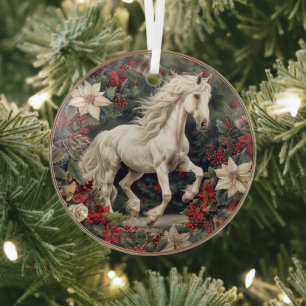 Elegantes Weihnachtsmotiv mit Pferd Ornament Aus Glas