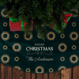 Elegantes Weihnachtsmuster Abstrakt Gold Floral Polyester Weihnachtsbaumdecke