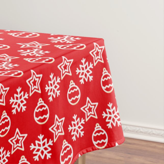 Elegantes Weihnachtsmuster auf Red Tablecloth Tischdecke (Beispiel)