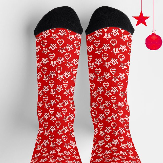 Elegantes Weihnachtsmuster auf Rot Socken (Von Creator hochgeladen)
