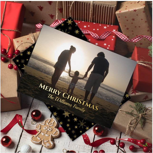 Elegantes Weihnachtsnachtsnachtsnacht Foto Custom  Folien Feiertagskarte (Von Creator hochgeladen)