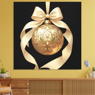 Elegantes Weihnachtsornament Beige und Braun Leinwanddruck