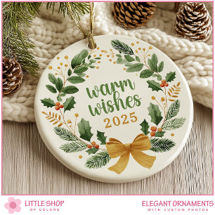 Elegantes Weihnachtsreich individualisierbares Fot Keramik Ornament