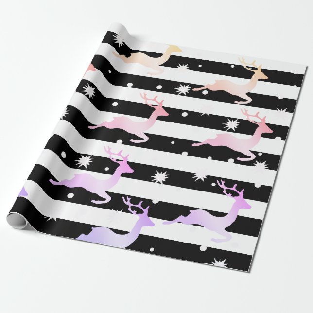 Elegantes Weihnachtsrentiermuster Geschenkpapier (Ungerollt)