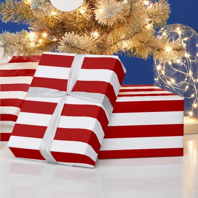 Elegantes Weihnachtsrotes Streifenpapier Geschenkpapier (Feiertage)