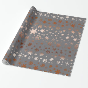 Elegantes Weihnachtsschneeflockemuster-Rosengold Geschenkpapier