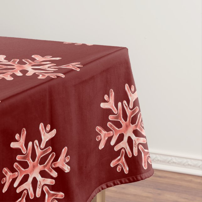 Elegantes Weihnachtsschneeflocken Muster Rot Tischdecke (Beispiel)