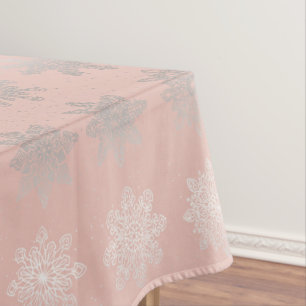 Elegantes Weihnachtsschneeflockesilber-Rosengold Tischdecke