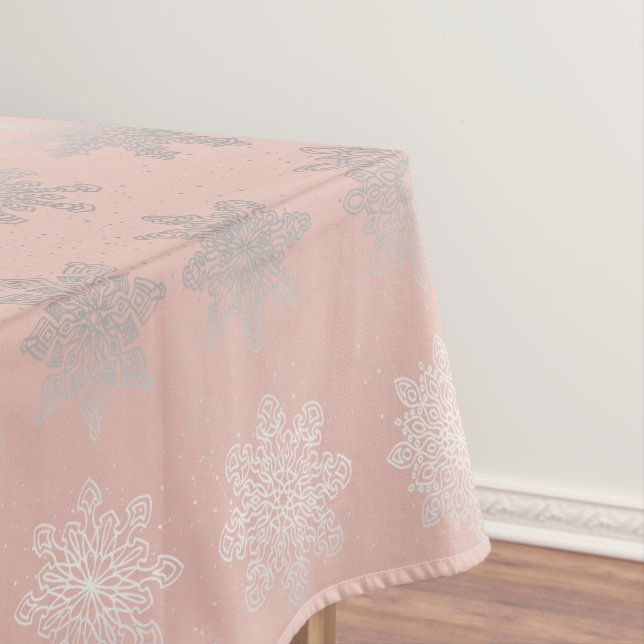 Elegantes Weihnachtsschneeflockesilber-Rosengold Tischdecke (Beispiel)