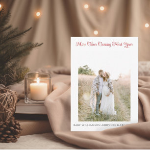 Elegantes Weihnachtsschwangerschaft Foto Ankündigu Dankeskarte
