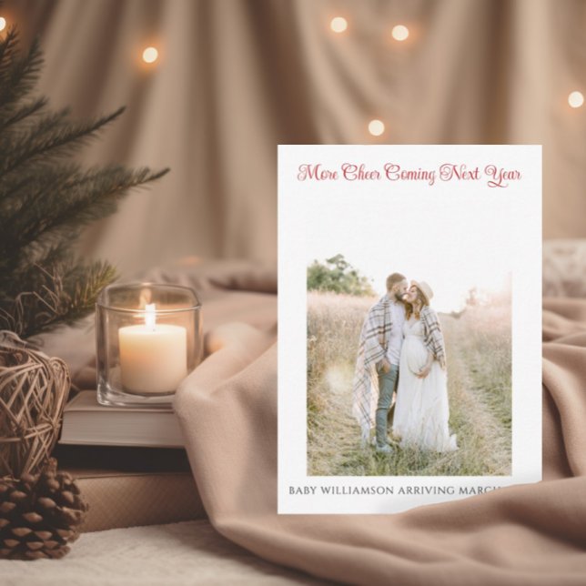 Elegantes Weihnachtsschwangerschaft Foto Ankündigu Dankeskarte (Von Creator hochgeladen)