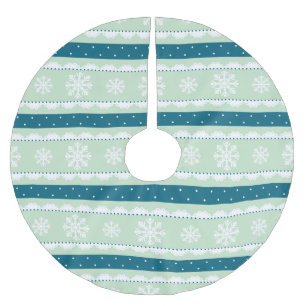 Elegantes Weihnachtssnowflake Mint Polka Dot Patte Polyester Weihnachtsbaumdecke