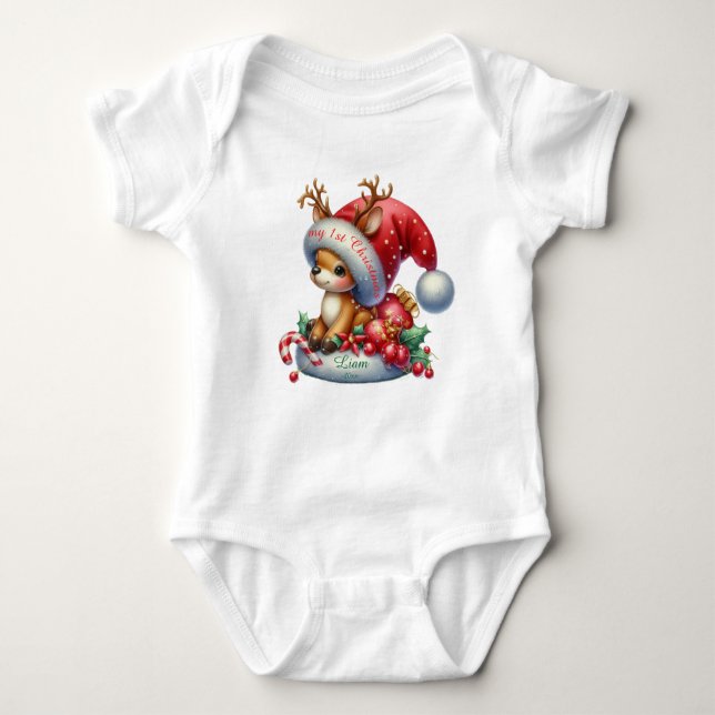 Elegantes Weihnachtswasser Botanisch Baby Strampler (Vorderseite)