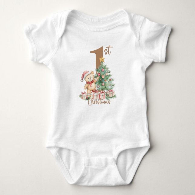 Elegantes Weihnachtswasser Botanisch Baby Strampler (Vorderseite)