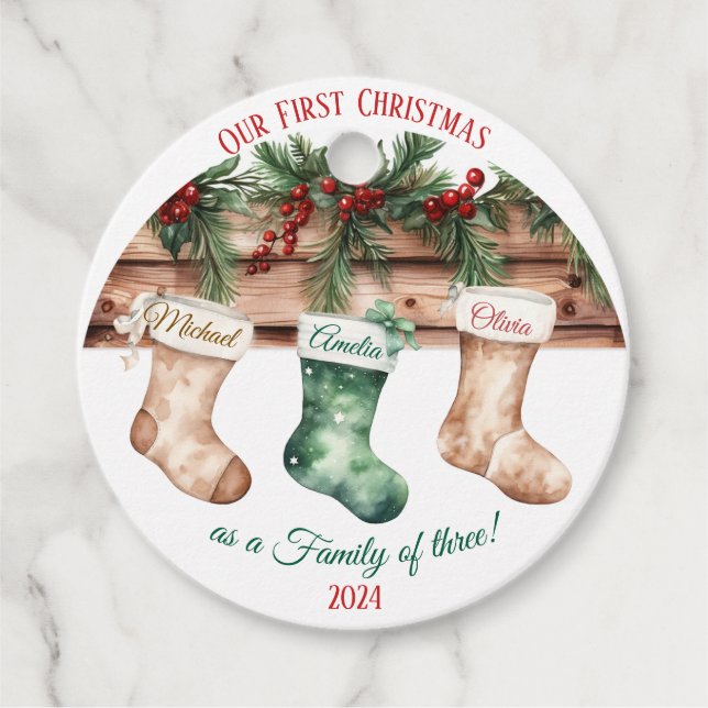 Elegantes Weihnachtswasser Botanisch Geschenkanhänger (Vorderseite)