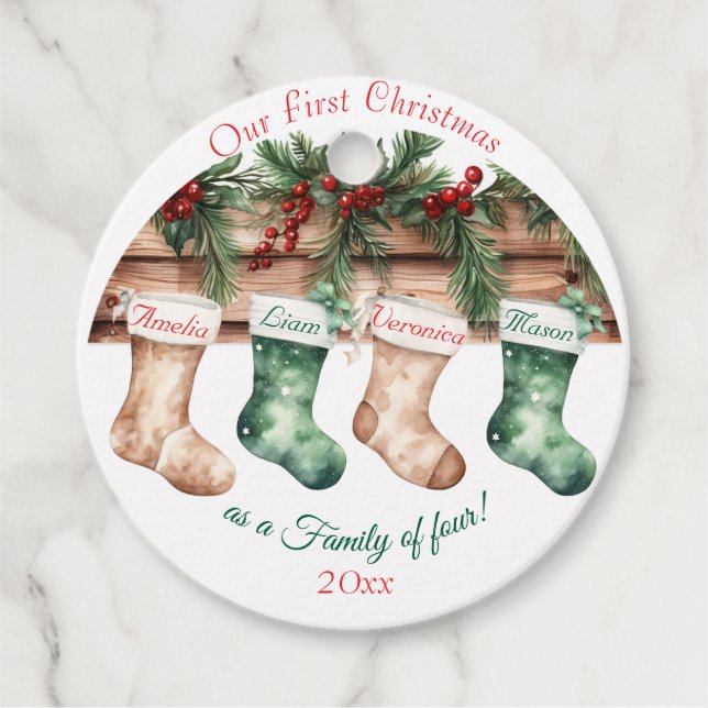 Elegantes Weihnachtswasser Botanisch Geschenkanhänger (Vorderseite)