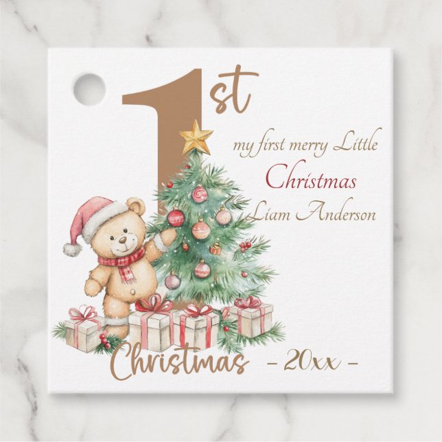 Elegantes Weihnachtswasser Botanisch Geschenkanhänger (Vorderseite)