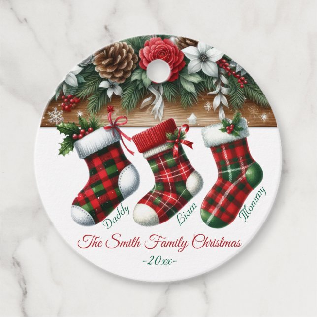 Elegantes Weihnachtswasser Botanisch Geschenkanhänger (Vorderseite)