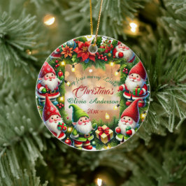 Elegantes Weihnachtswasser Botanisch Keramik Ornament