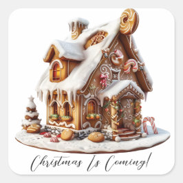 Elegantes Weihnachtswasser Botanisch Quadratischer Aufkleber