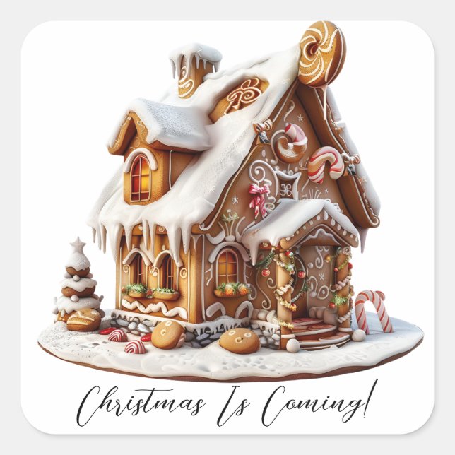 Elegantes Weihnachtswasser Botanisch Quadratischer Aufkleber (Vorderseite)