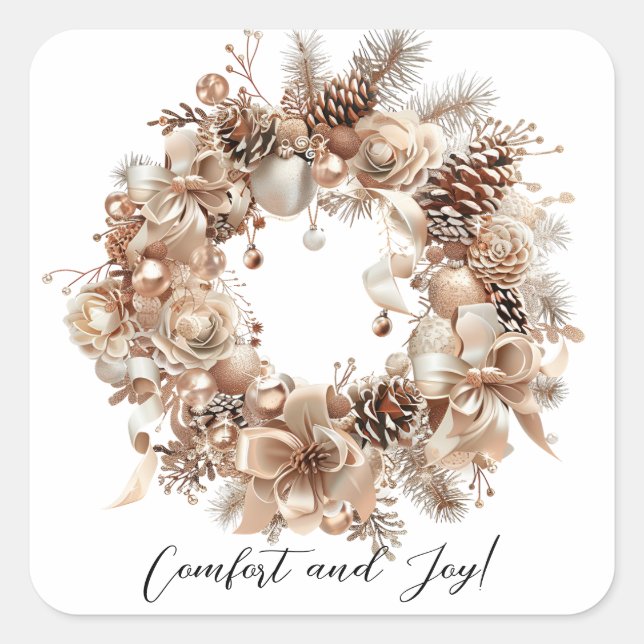 Elegantes Weihnachtswasser Botanisch Quadratischer Aufkleber (Vorderseite)