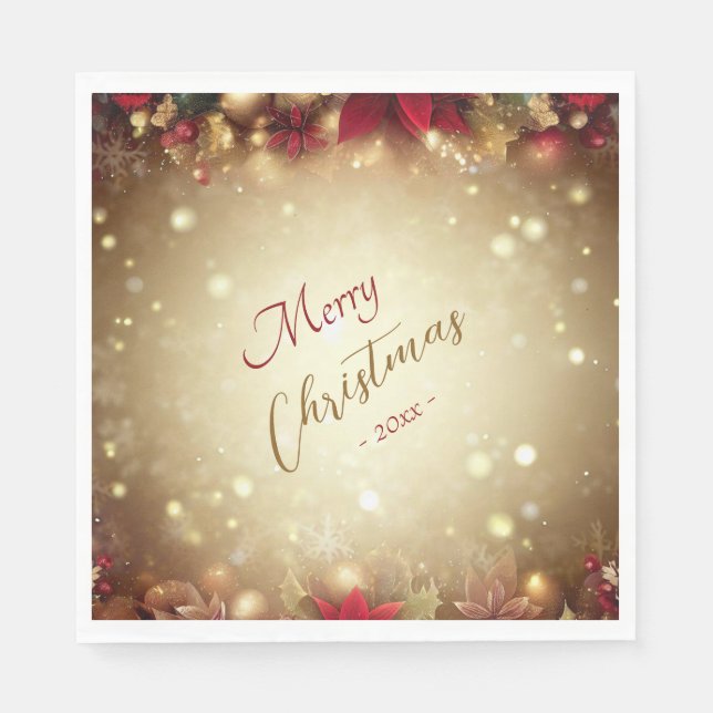 Elegantes Weihnachtswasser Botanisch Serviette (Vorderseite)