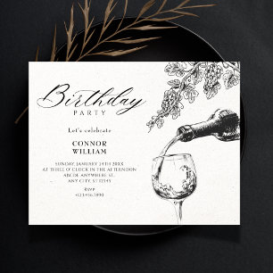 Elegantes Wein-Geschenk zum Geburtstag Einladung