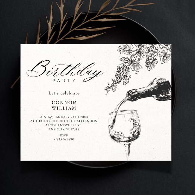 Elegantes Wein-Geschenk zum Geburtstag Einladung (Von Creator hochgeladen)