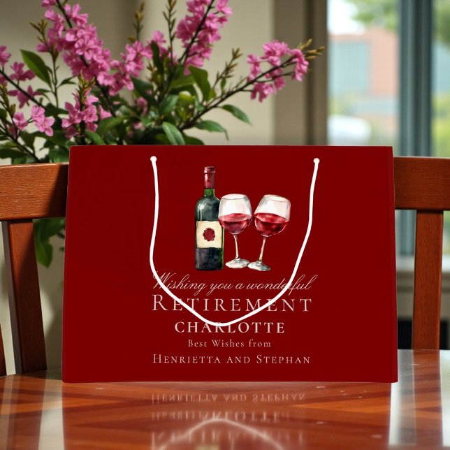 Elegantes Wein-Rententext-Design Große Geschenktüte (Von Creator hochgeladen)
