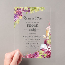 Elegantes Wein- und Dinner-Weinguts-Dinnerparty Acryleinladungen