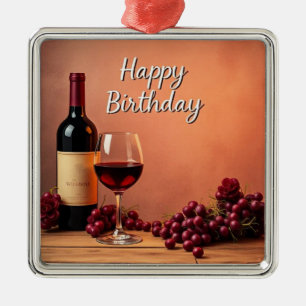 Elegantes Weinberg Alles Gute zum Geburtstag Wein Ornament Aus Metall