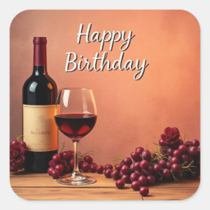 Elegantes Weinberg Alles Gute zum Geburtstag Wein Quadratischer Aufkleber