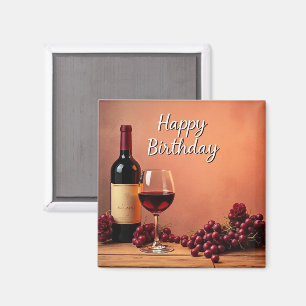 Elegantes Weinberg-Geburtstags-Wein-&-Trauben-Moti Magnet
