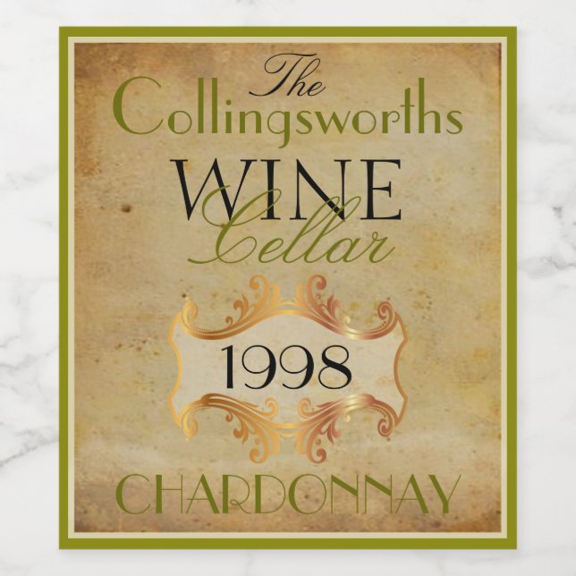 Elegantes Weinflaschen-Etikett Personalisiert Weinetikett (Einzelnes Label)