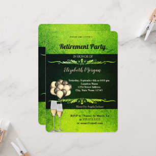 Elegantes Weinglas, Balloons, grüne Pension Einladung