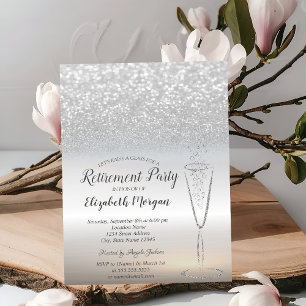 Elegantes Weinglas Silber Glitter Bokeh Rente Einladung