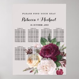 Elegantes weinrotes Blumenposter Poster
