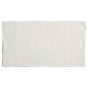 Elegantes Weiß auf blassbeige Damaske Stilmuster Kissenbezug