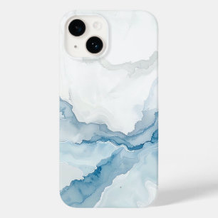 Elegantes Weiß & Blau Marmor Stylisch Case-Mate iPhone 14 Hülle
