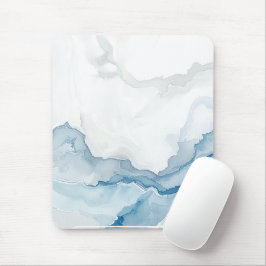 Elegantes Weiß & Blau Marmor Stylischer benutzerde Mousepad