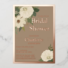 Elegantes Weiß Blumen Brautparty Folieneinladung