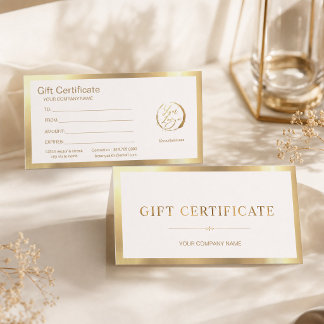 Elegantes Weiß & Faux-Goldfolien-Geschenkgutschein