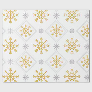 Elegantes Weiß-, Gold- und Silber-Weihnachtspapier Geschenkpapier