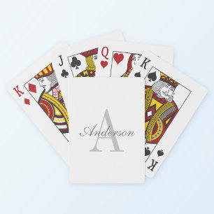 Elegantes Weiß- & Grau-Monogramm Spielkarten